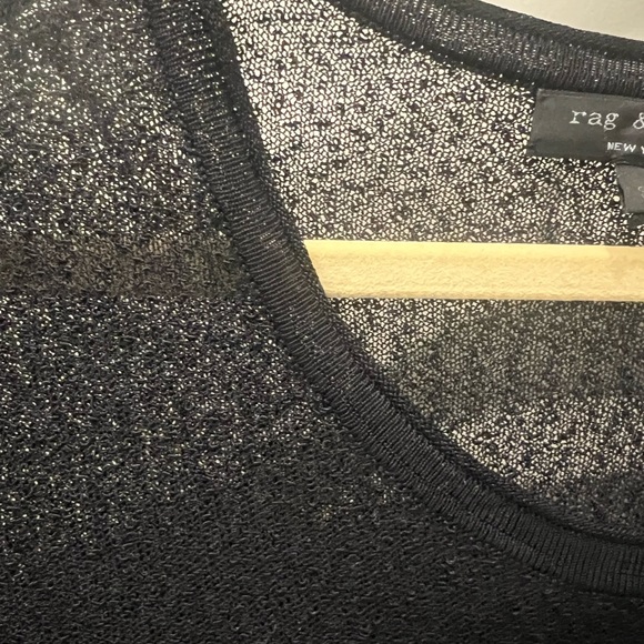 Rag & Bone Mesh Short Sleeve Top with Scoop Neck in Black, Size Small - Picture 9 of 14